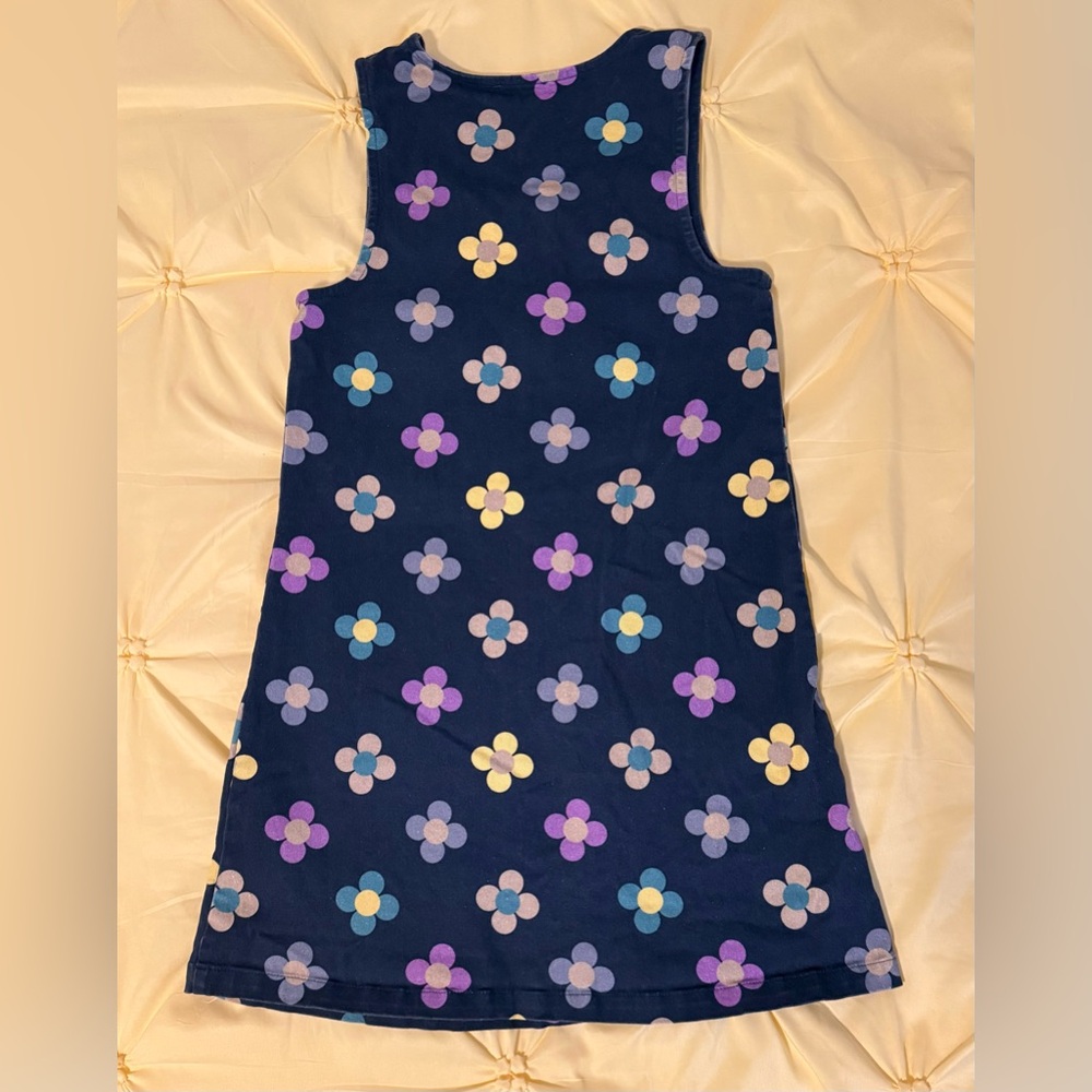 Bisby Jumper Dress Girl’s 12 L Navy Blue Retro Flower Power Zip-Front - Picture 6 of 9